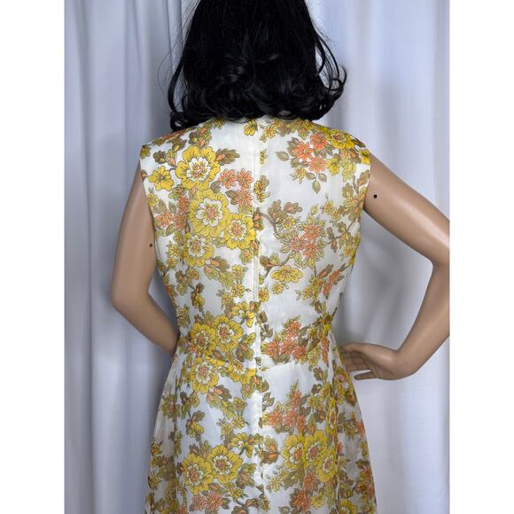 Vintage Unbranded 70’s Yellow Floral Maxi Dress & Matching Coat Set medium - Picture 7 of 17